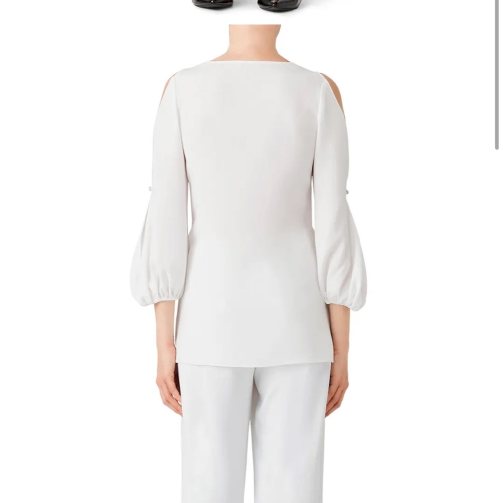 SHOSHANNA -  White V-Neck Blouse Arm Slits - Size S - Picture 4 of 7